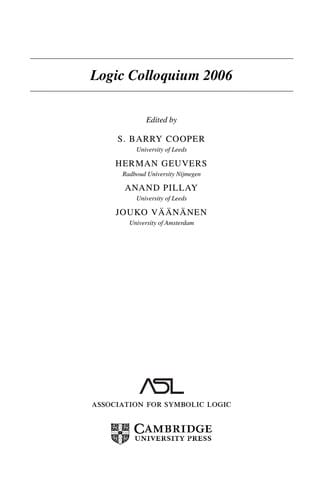 Logic Colloquium 2006