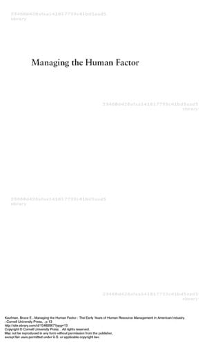 Managing the human factor