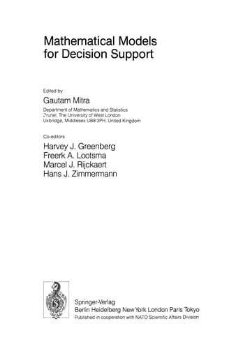 Mathematical Models for Decision Support
