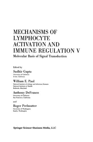 Mechanisms of Lymphocyte Activation and Immune Regulation V