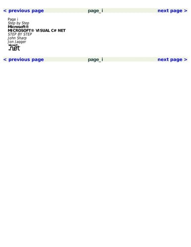 Microsoft Visual C[sharp].Net step by step