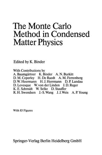 The Monte Carlo Method in Condensed Matter Physics