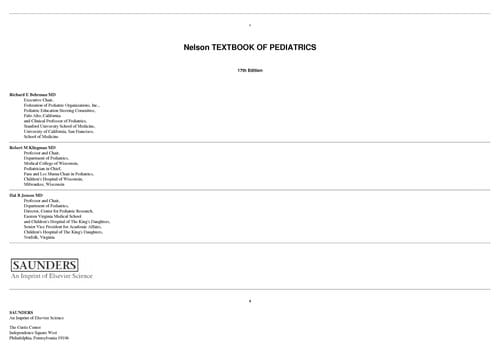 Nelson textbook of pediatrics