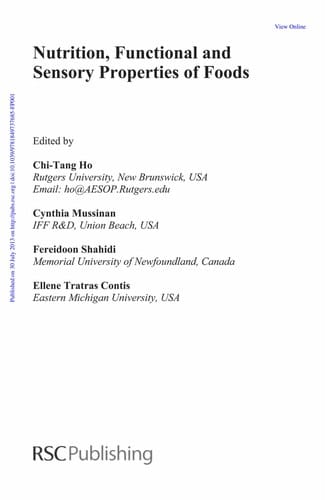 Nutrition, functional and sensory properties of foods