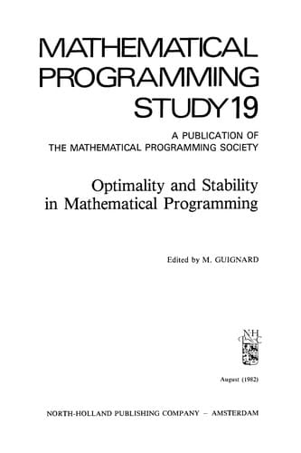 Optimality and stability in mathematical programming