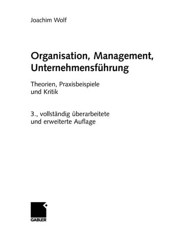 Organisation, Management, Unternehmensführung