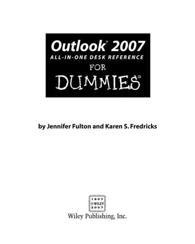Outlook 2007 all-in-one desk reference for dummies