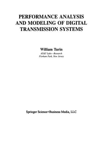 Performance Analysis and Modeling of Digital Transmission Systems