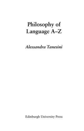 PHILOSOPHY OF LANGUAGE A-Z