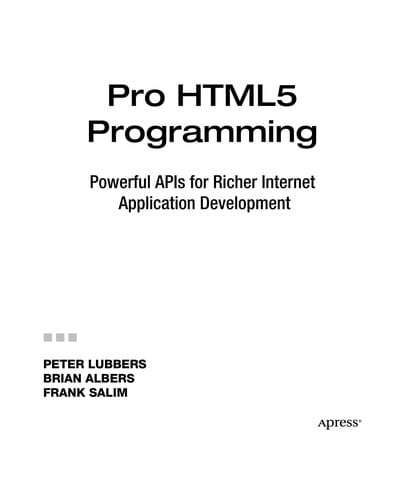 Pro HTML5 Programming