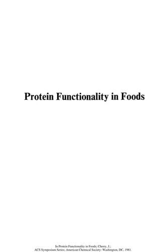 Protein functionality in foods