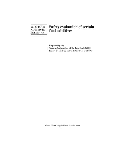 Safety evaluation of certain food additives