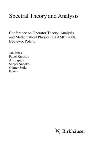 Spectral Theory and Analysis