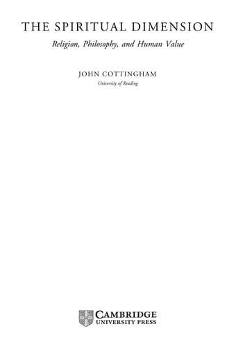 SPIRITUAL DIMENSION: RELIGION, PHILOSOPHY, AND HUMAN VALUE