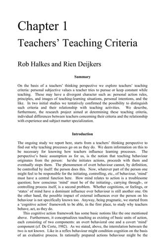 Teacher thinking twenty years on