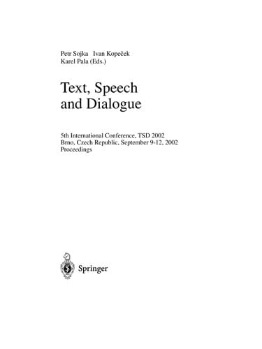 Text, Speech and Dialogue
