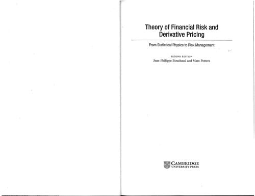 THEORY OF FINANCIAL RISK AND DERIVATIVE PRICING: FROM STATISTICAL PHYSICS TO RISK MANAGEMENT