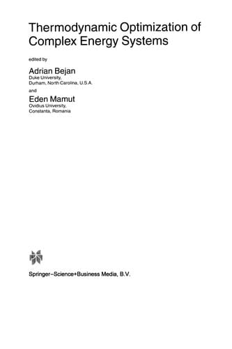 Theromodynamic optimization of complex energy systems