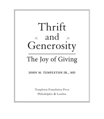 Thrift &amp; Generosity
