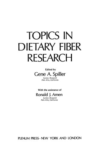 Topics in Dietary Fiber Research