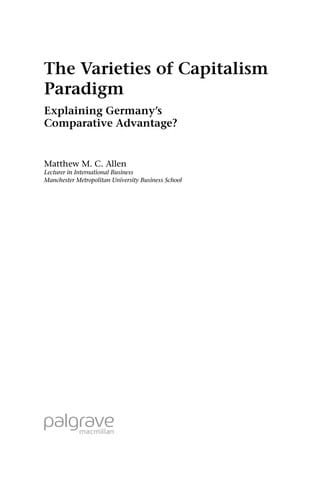 VARIETIES OF CAPITALISM PARADIGM: EXPLAINING GERMANY'S COMPARATIVE ADVANTAGE?