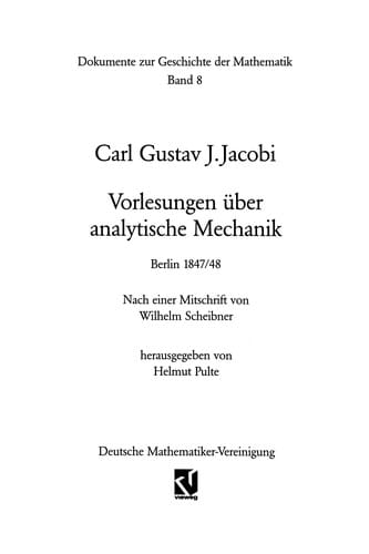 Vorlesungen über analytische Mechanik