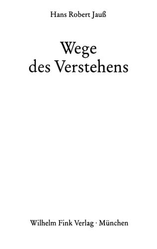 Wege des Verstehens
