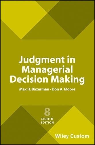 Judgment in Managerial Decision Making