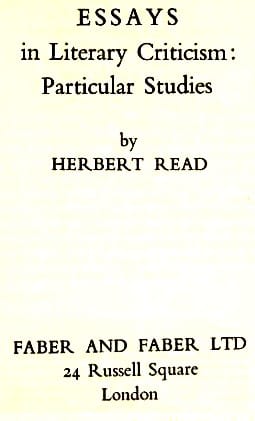 Essays in literary criticism: particular studies