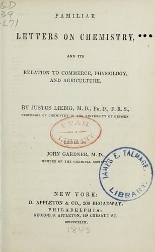 Familiar letters on chemistry, and its relation to commerce, physiology, and agriculture