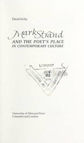 Mark Strand and the poet's place in contemporary culture