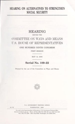 Hearing on alternatives to strengthen social security