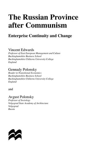 The Russian province after communism