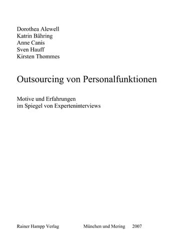 Outsourcing von Personalfunktionen
