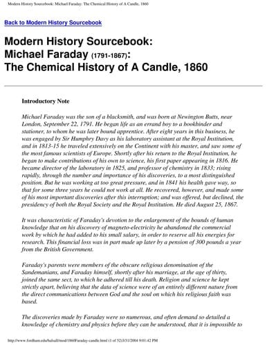 The chemical history of a candle