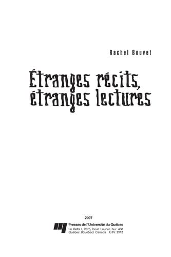 Etranges récits, étranges lectures