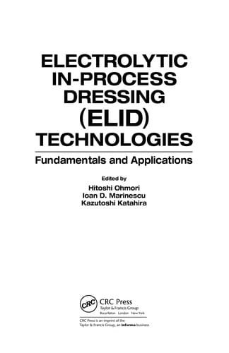 Electrolytic in-process dressing (ELID) techologies