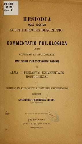 Hesiodia quae vocatur scuti Herculis desriptio ...