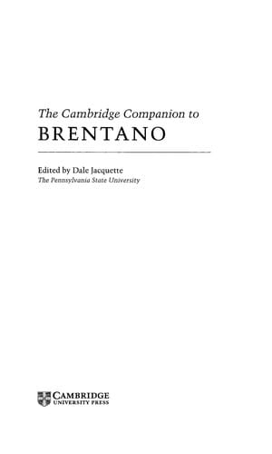 CAMBRIDGE COMPANION TO BRENTANO; ED. BY DALE JACQUETTE