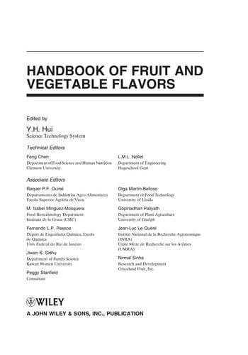 Handbook of fruit and vegetable flavors
