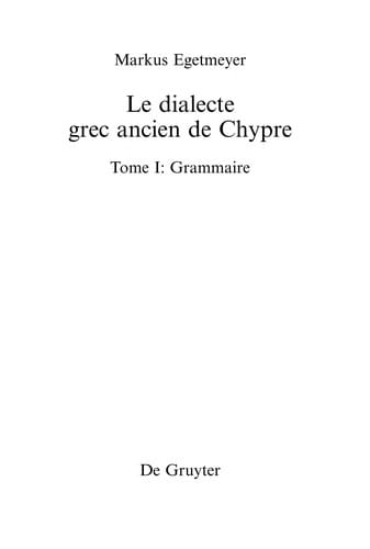 Le dialecte grec ancien de chypre