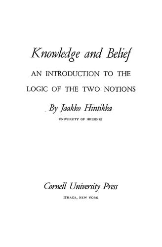Knowledge and Belief (Contemporary Philosophy)