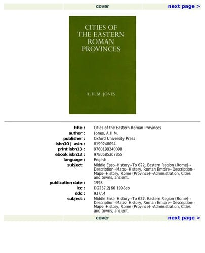 Cities of the eastern Roman provinces