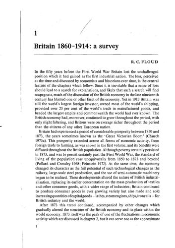 The Economic history of Britain since 1700