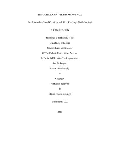 Freedom and the moral condition in F.W.J. Schelling's Freiheitsschrift