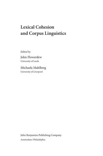 Lexical cohesion and corpus linguistics