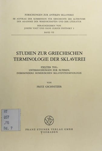 Studien zur griechischen Terminologie der Sklaverei