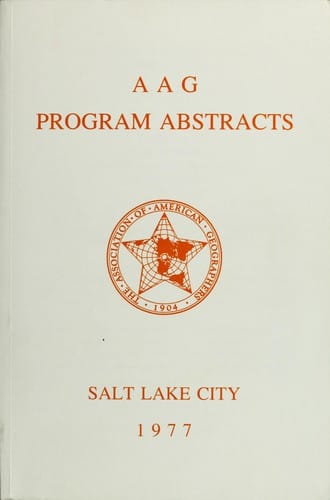 AAG program abstracts, Salt Lake City, 1977
