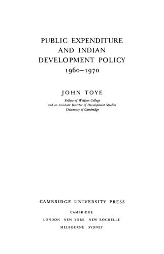 Public expenditure and Indian development policy 1960-1970