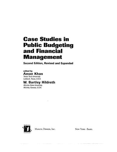Case studies in public budgeting and financial management